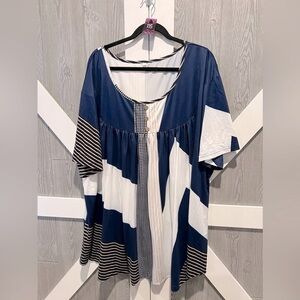 115. NWT Plus-Size Top for Women Summer Henley Shirts Flowy Tunics Tee 5XL